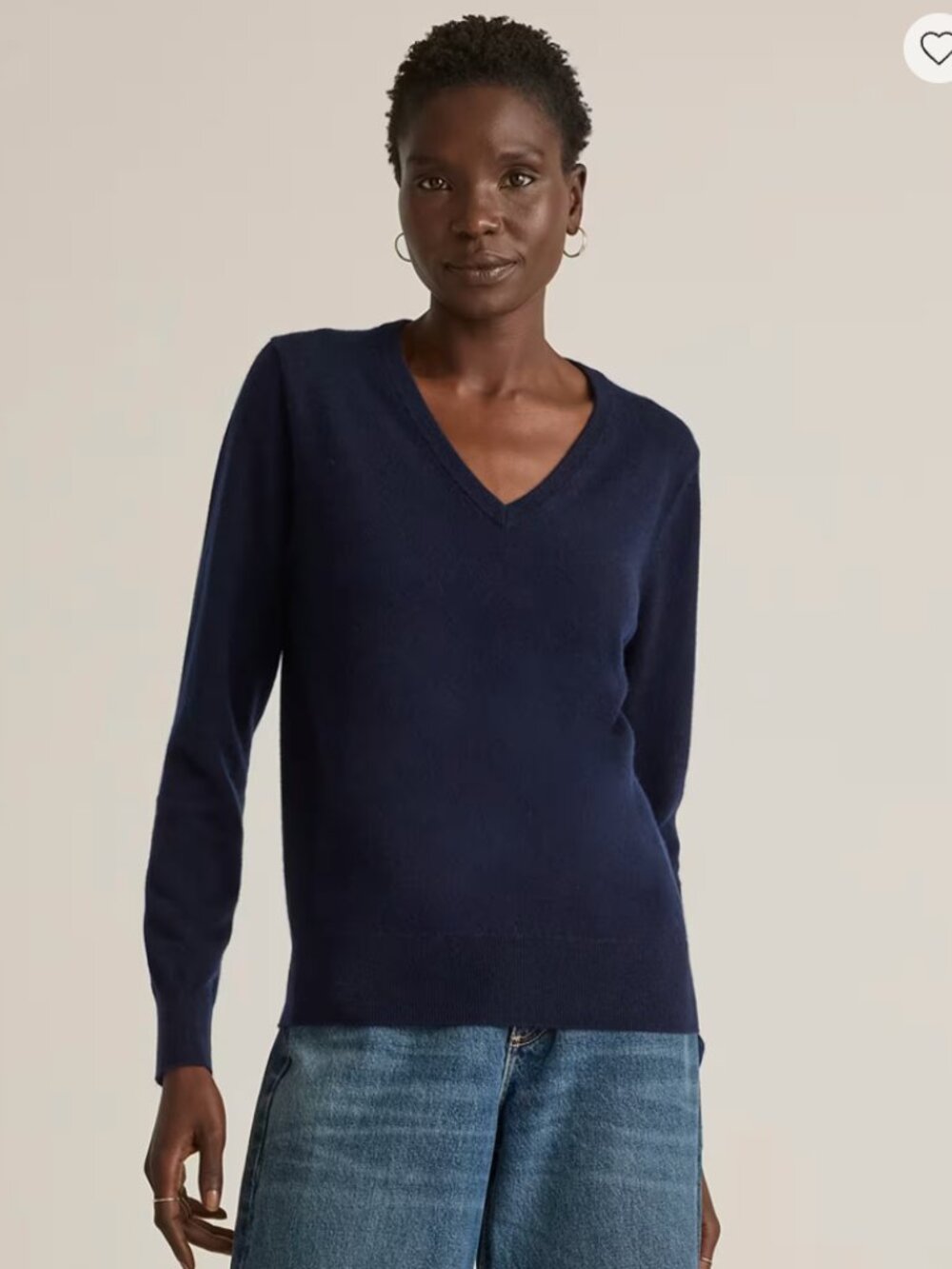 Quince Mongolian Cashmere V-Neck Sweater Navy Size XS - Picture 2 of 7